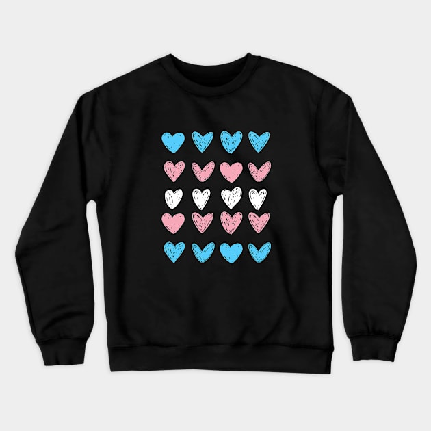 Trans Hearts Flag Crewneck Sweatshirt by Pridish